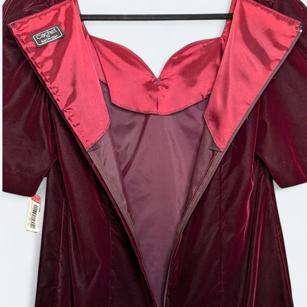 Vintage Cachet by Bari Protas Plum Velvet Romantic Evening Dress Size 16 NWT - Picture 9 of 14